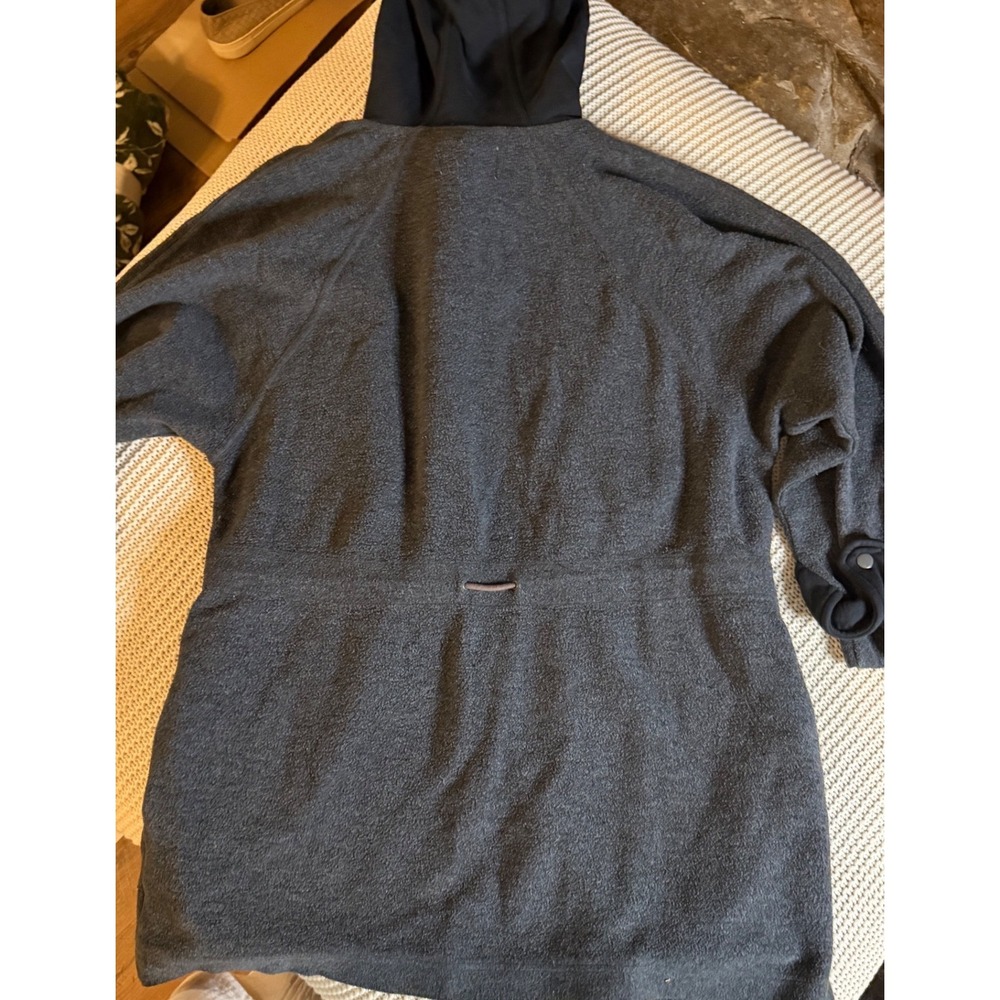 We The Free Free People Charcoal Gray Fleece Lace Up Hoodie Pullover Small - Picture 3 of 4